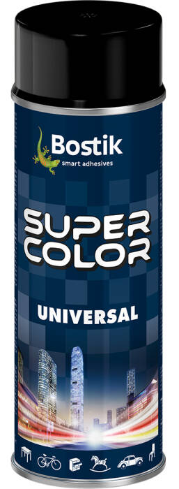 BOSTIK Farba w sprayu SUPER COLOR czarny połysk 400ML