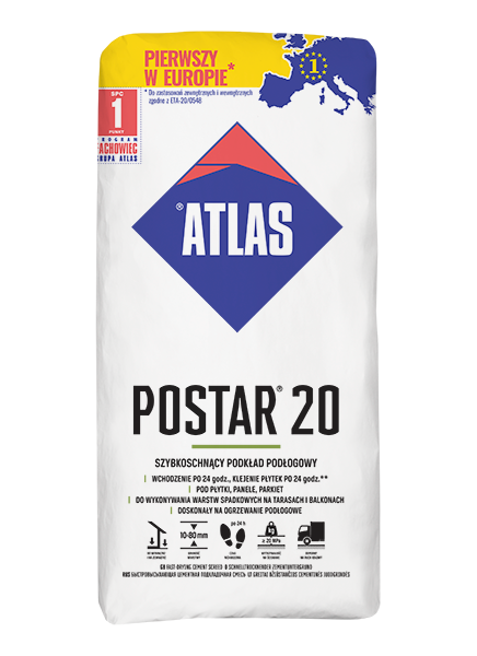 ATLAS POSTAR 20 - szybkoschnący podkład cementowy 25 kg