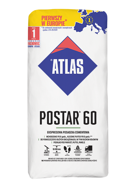 ATLAS POSTAR 60 - ekspresowa posadzka cementowa (10-100 mm) - 25 kg