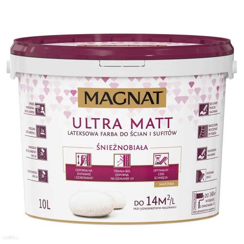 MAGNAT Lateksowa farba do ścian Ultra Matt biała 10L